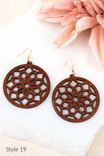 Load image into Gallery viewer, Round Wooden Earrings