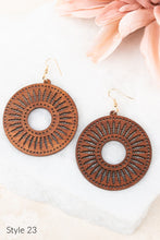 Load image into Gallery viewer, Round Wooden Earrings
