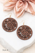 Load image into Gallery viewer, Round Wooden Earrings