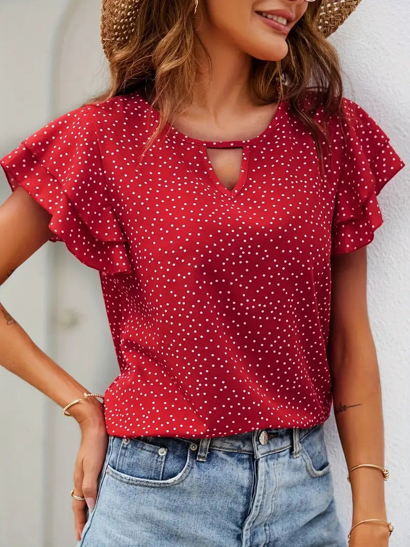 Polka Dot Ruffle Blouse