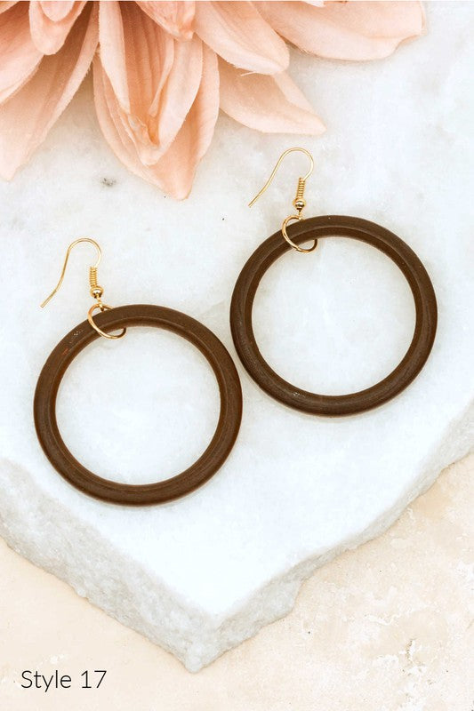 Round Wooden Earrings