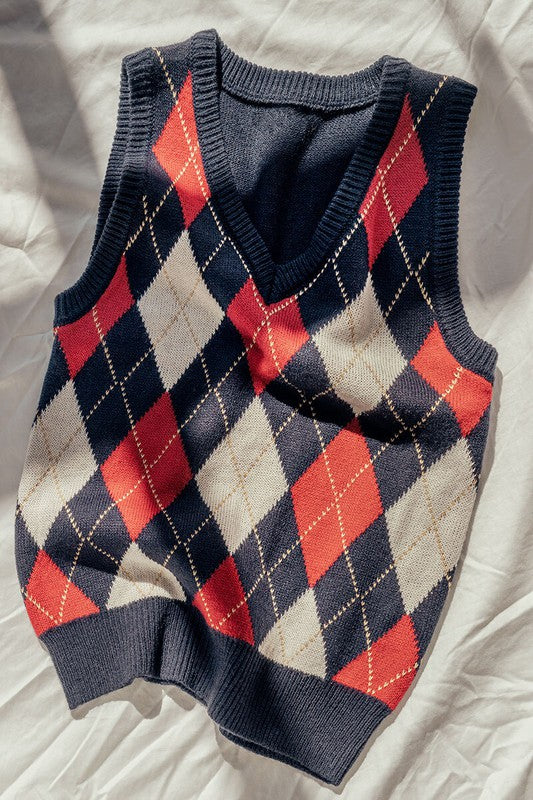 Blue and Red Checkered Vest